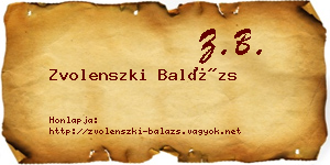 Zvolenszki Balázs névjegykártya
